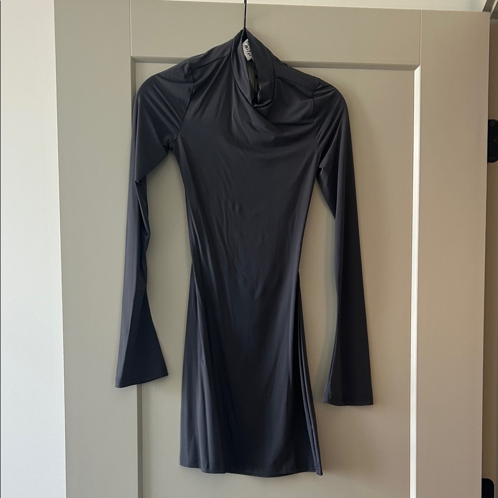Princess Polly Black Long-Sleeve Mock Neck Dress